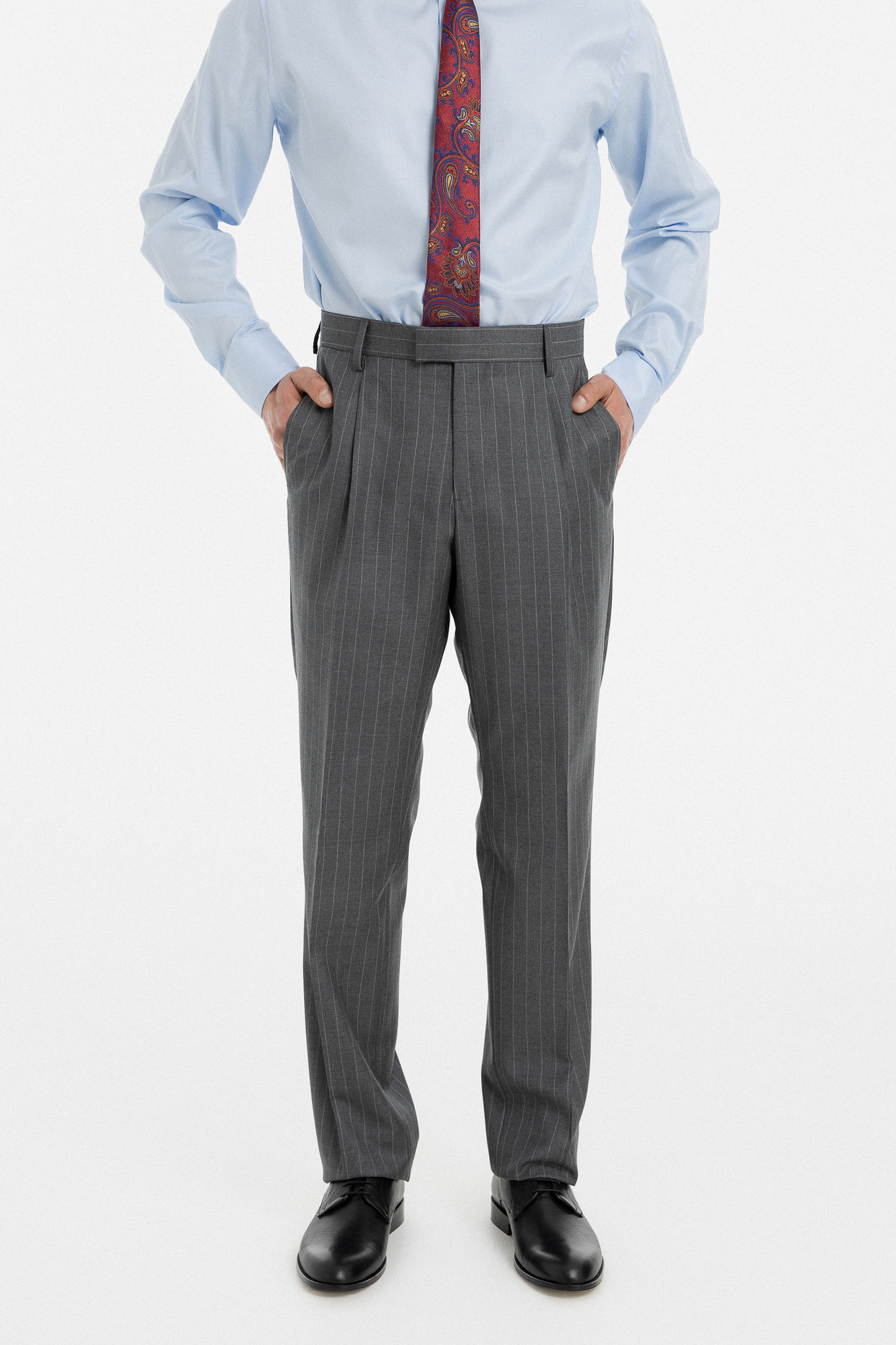Grey Pinstripe Double-Breasted Suit