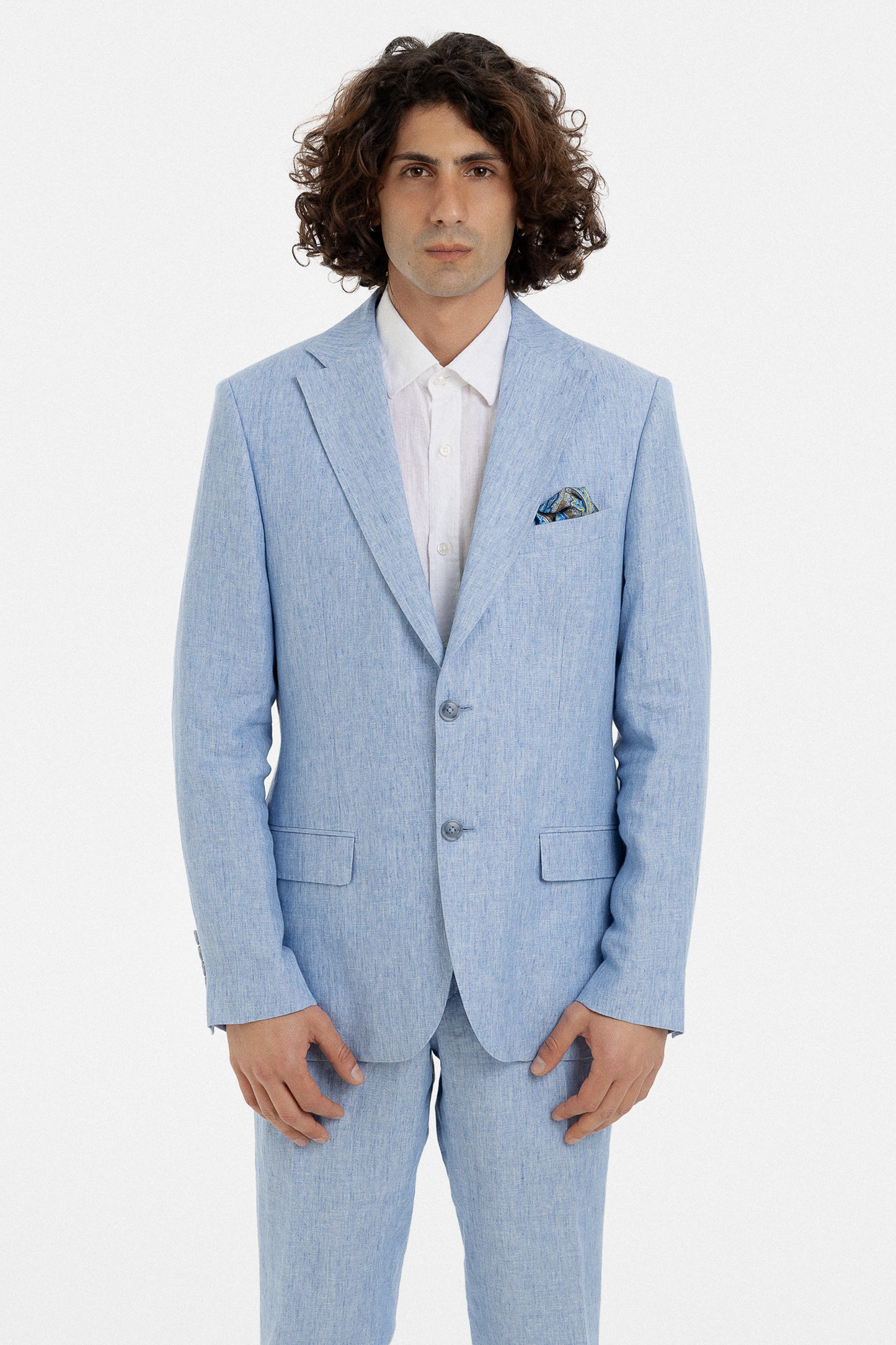 Light Blue Linen Tailored Suit