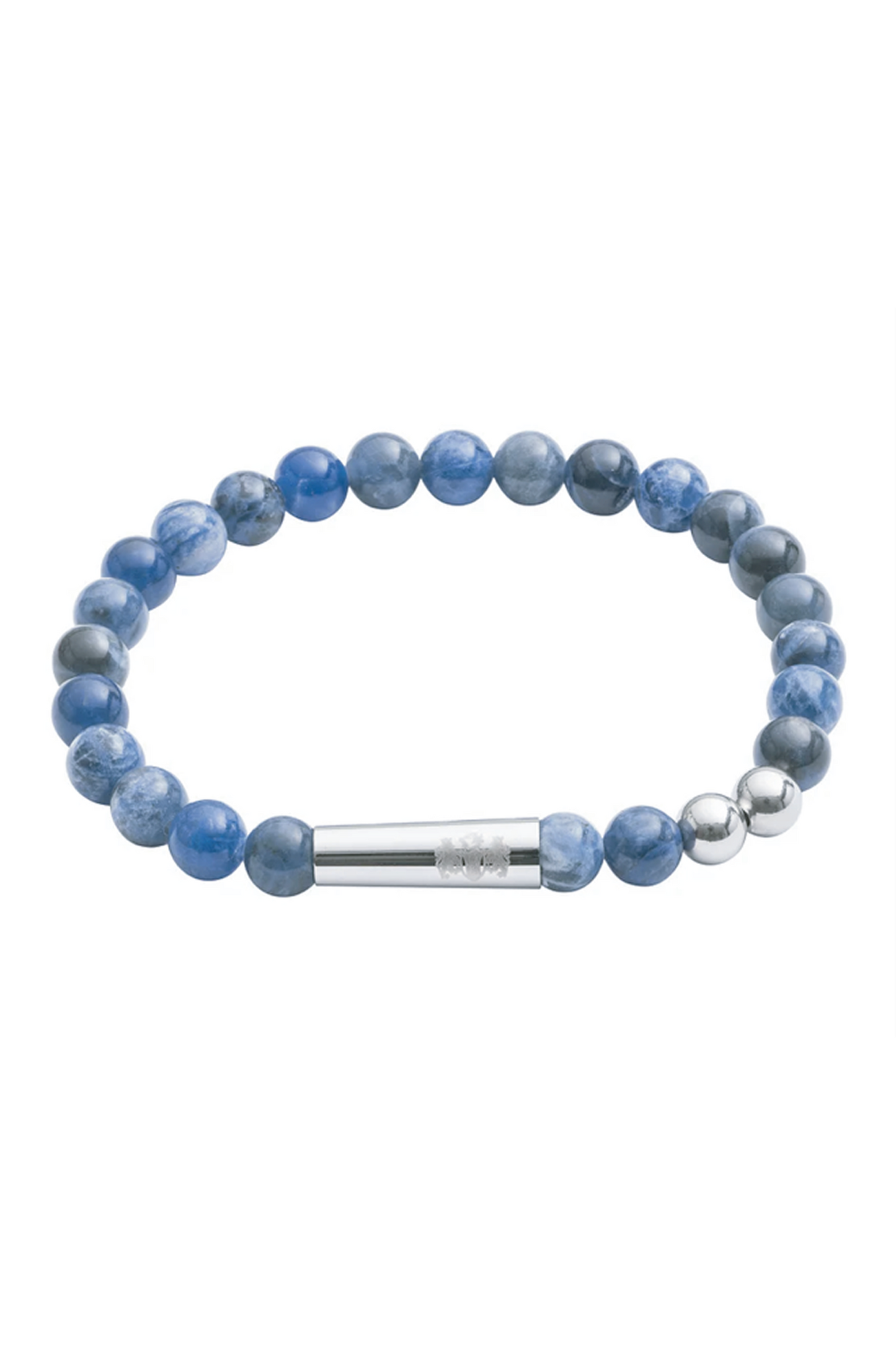 Blue Sodalite Bead Bracelet with Stainless Steel Detail