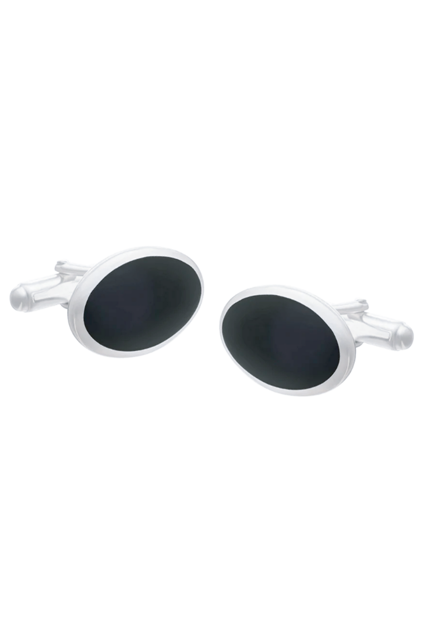 Sterling Silver Oval Onyx Cufflinks