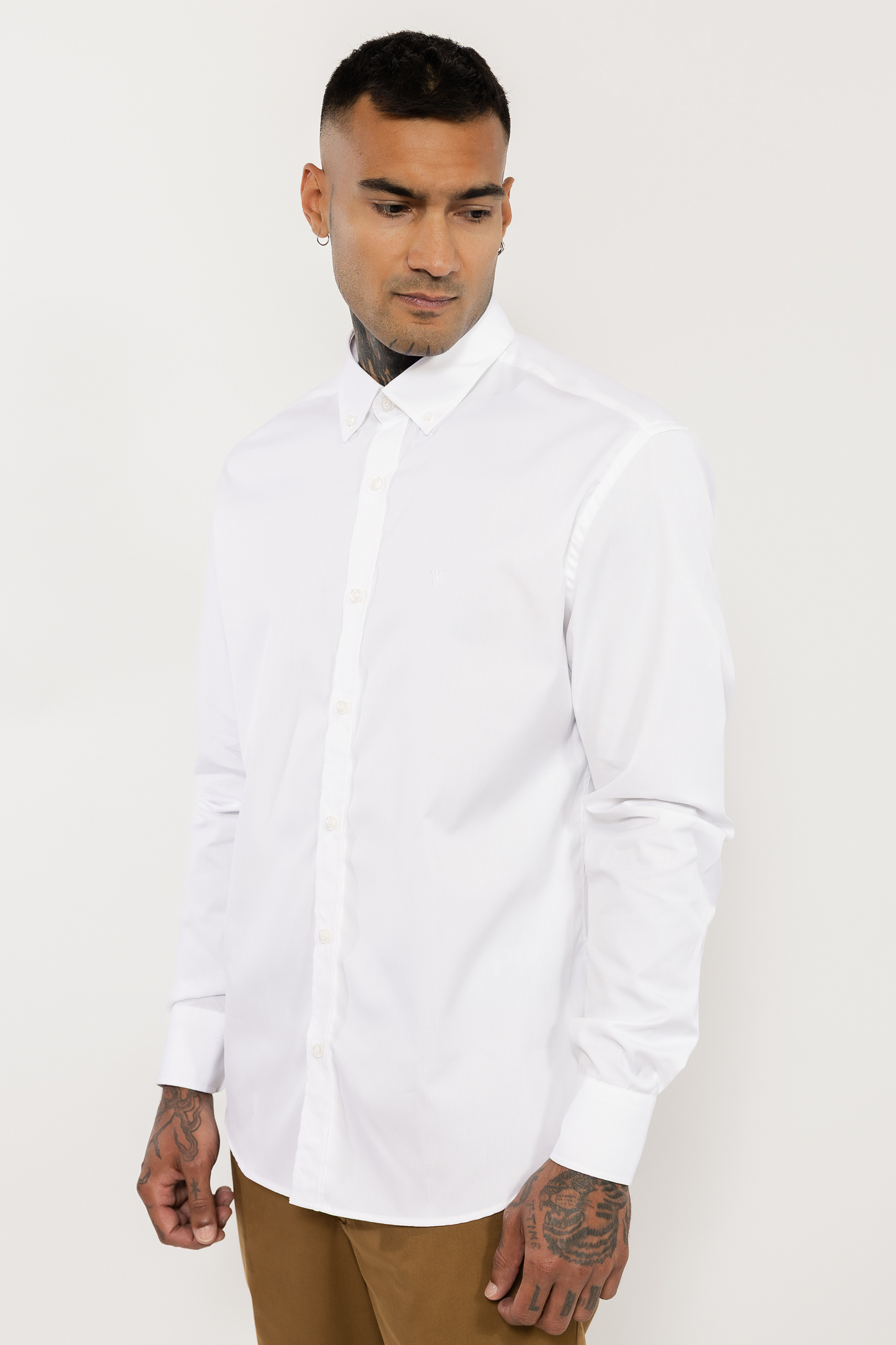 White Cotton Shirt Button-Down