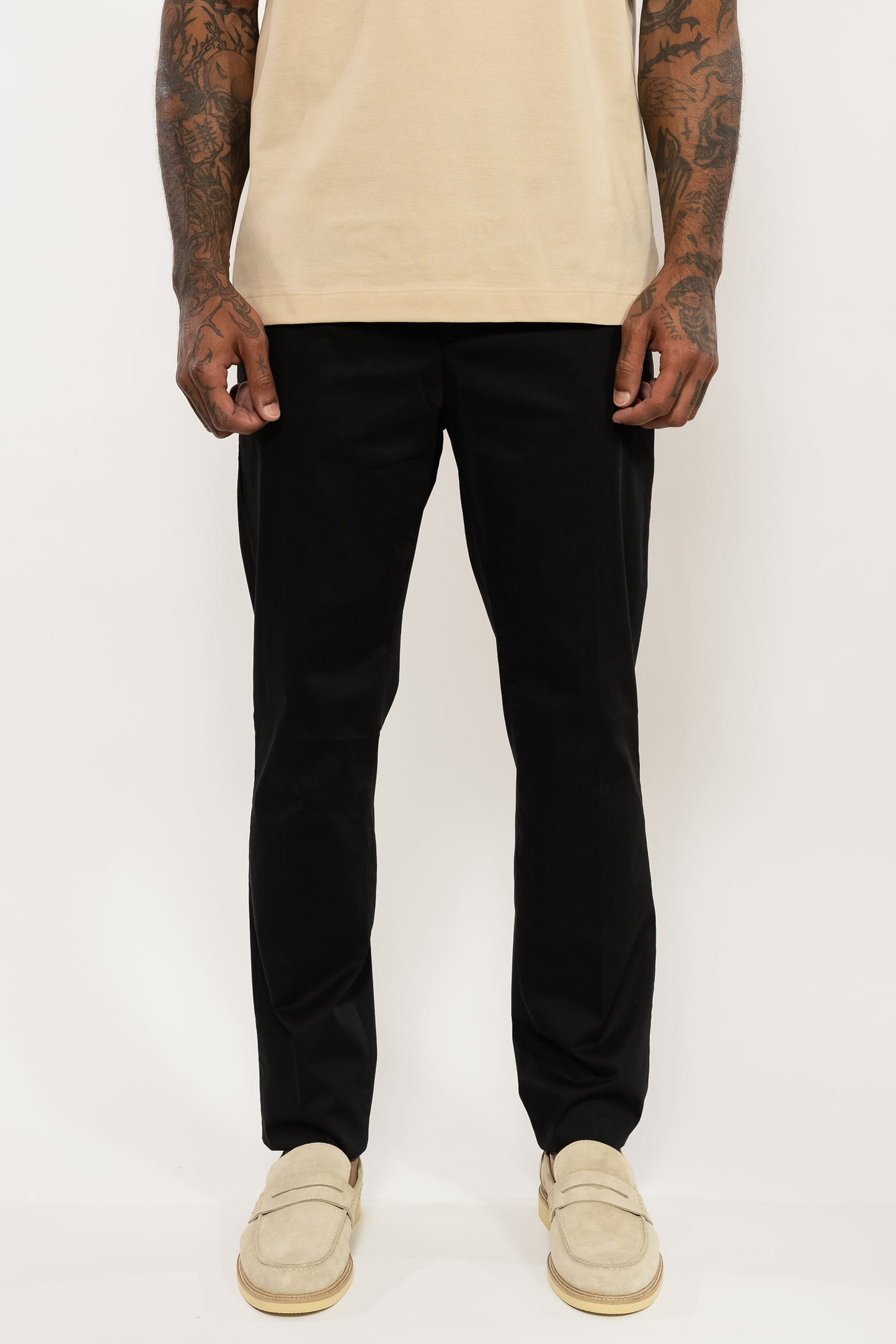 Beige Polo Shirt V Logo Embroidery