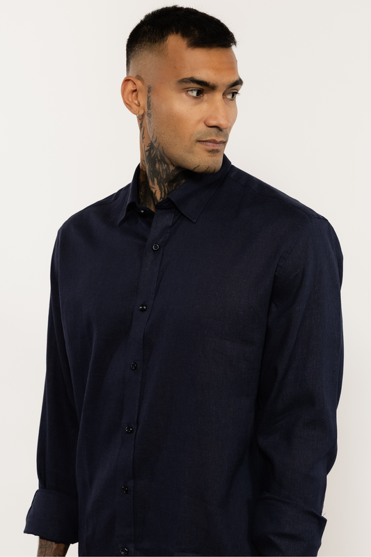 Linen Shirt in Navy Blue