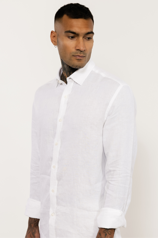 White Italian Linen Shirt