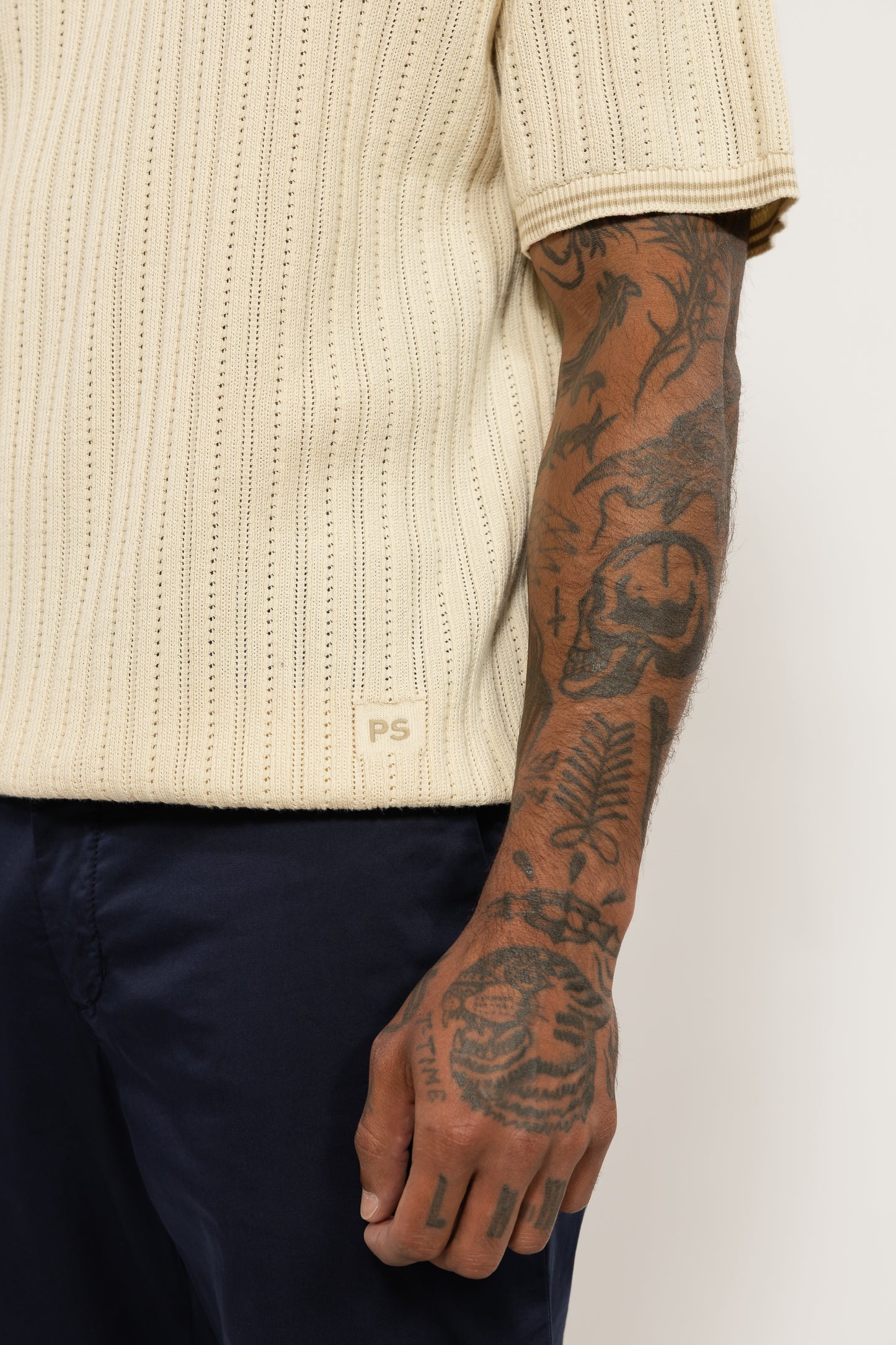 Cream Cotton Knitted Polo Shirt