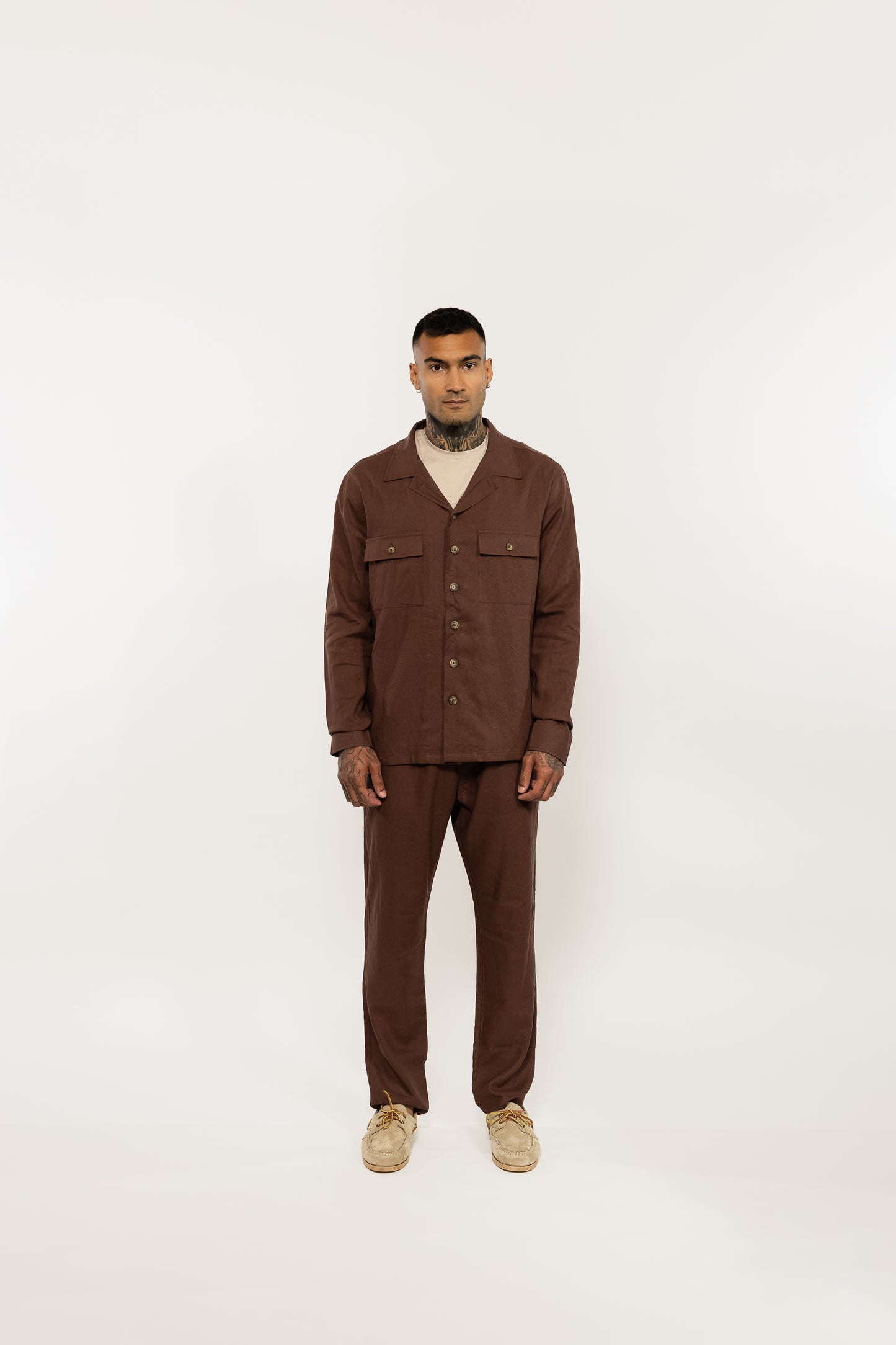 Brown Relaxed Linen Trousers