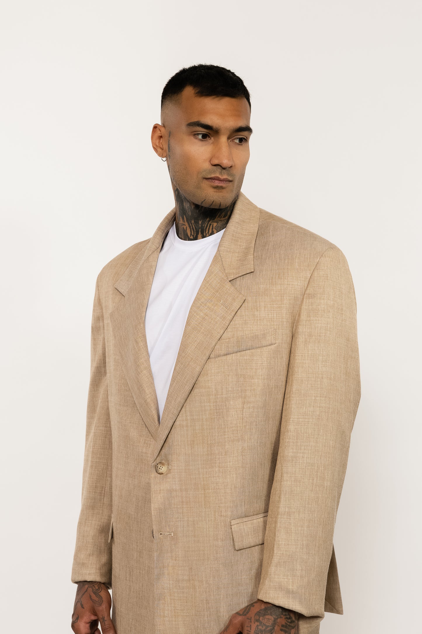 Loose Fit Beige Suit