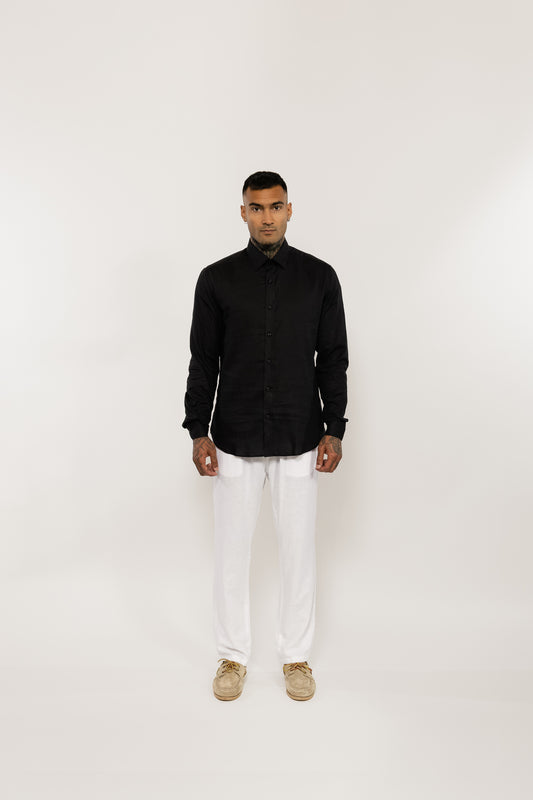 Black Italian Linen Shirt