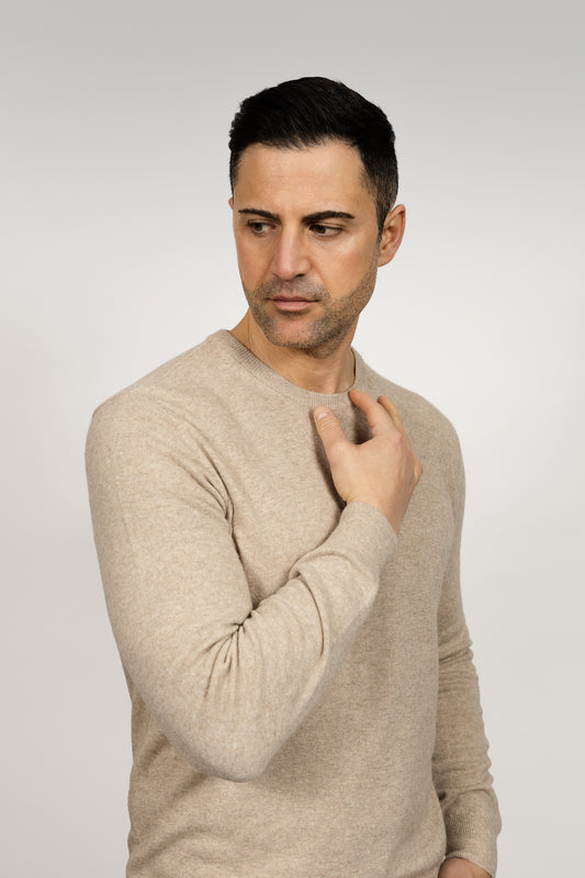 Beige Crew Neck Jumper