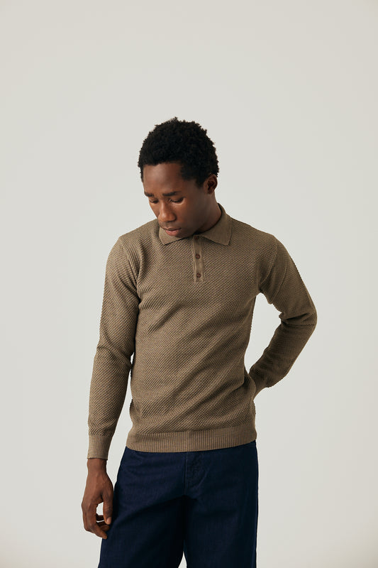 Brown Polo Knitted Shirt