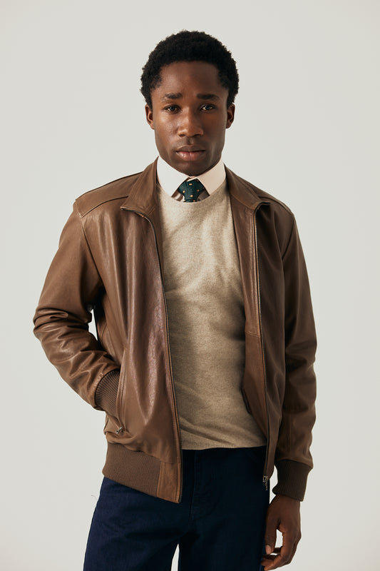 Beige Knitted Crew Neck Pullover