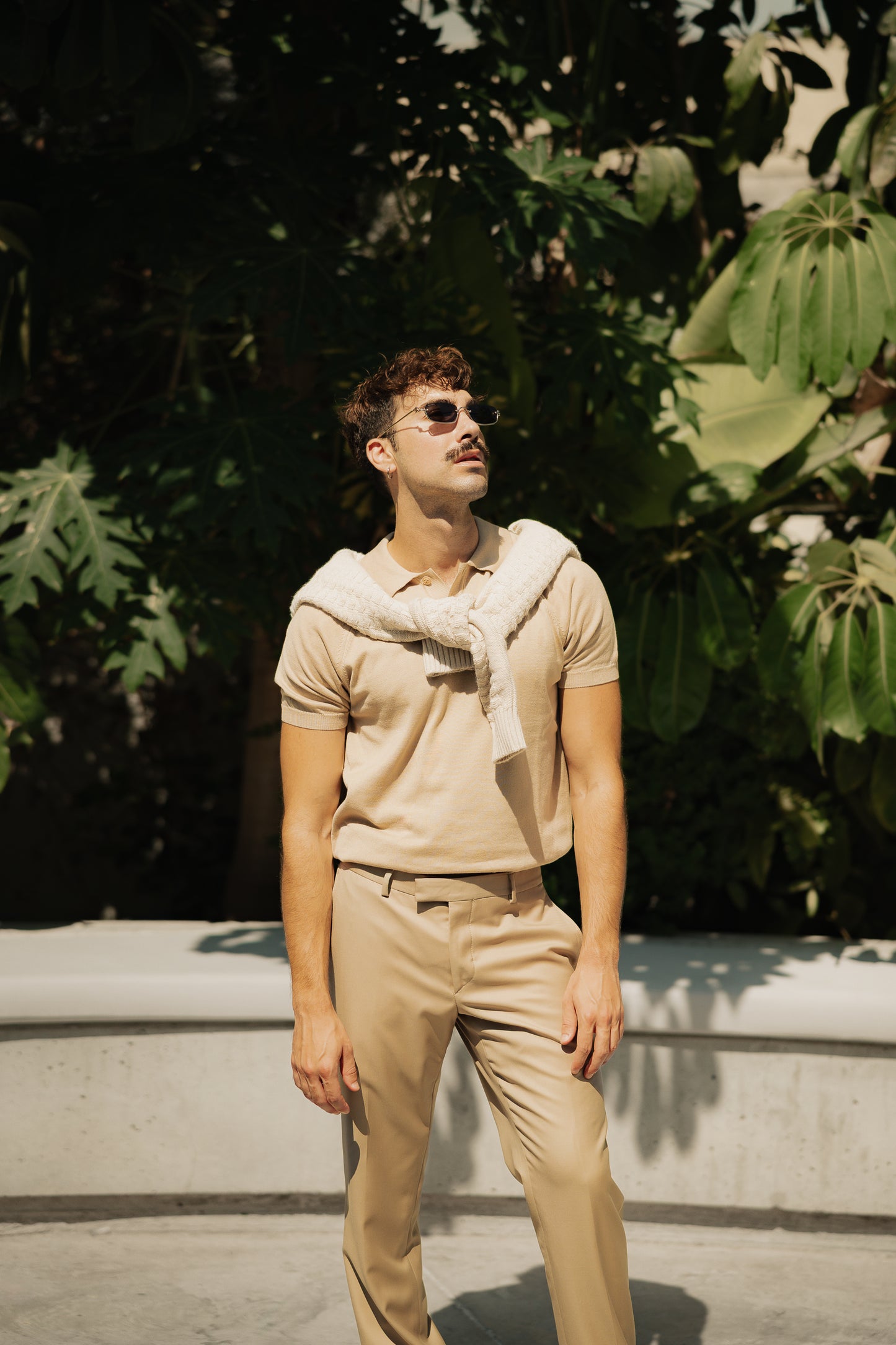 Beige Knitted Polo Shirt