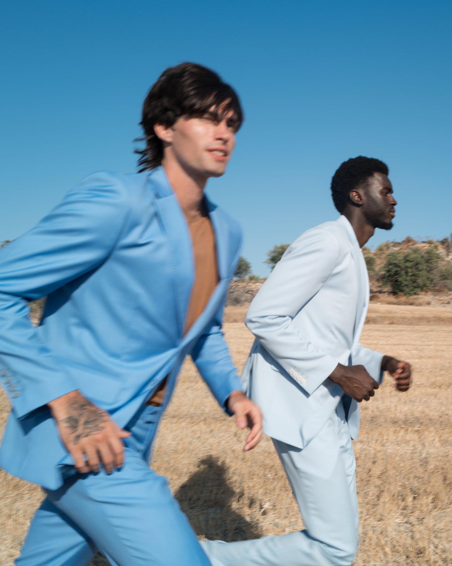 Cyan Blue Wool Suit