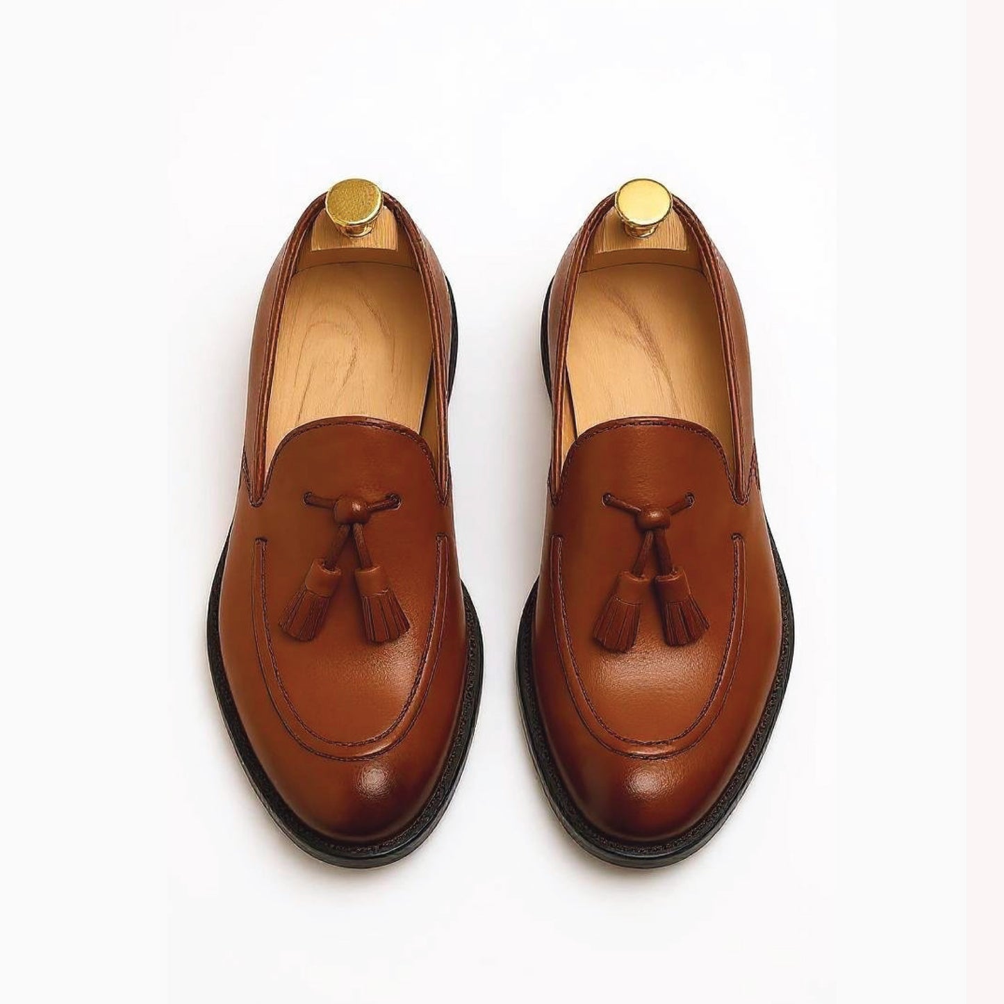 Cognac Brown Tassel Loafers