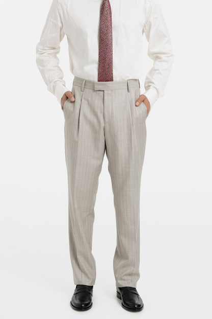 Sand Pinstripe Double-Breasted Suit