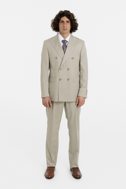Light Sand Double-Breasted Suit