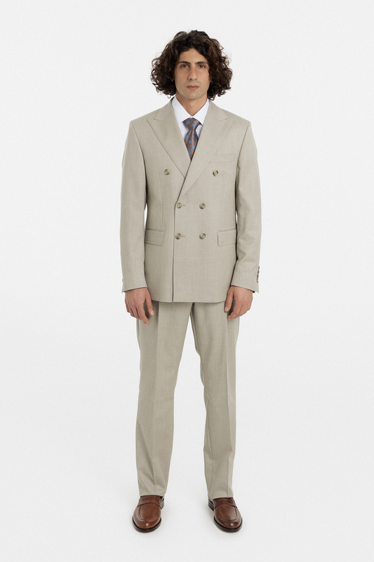 Light Sand Double-Breasted Suit