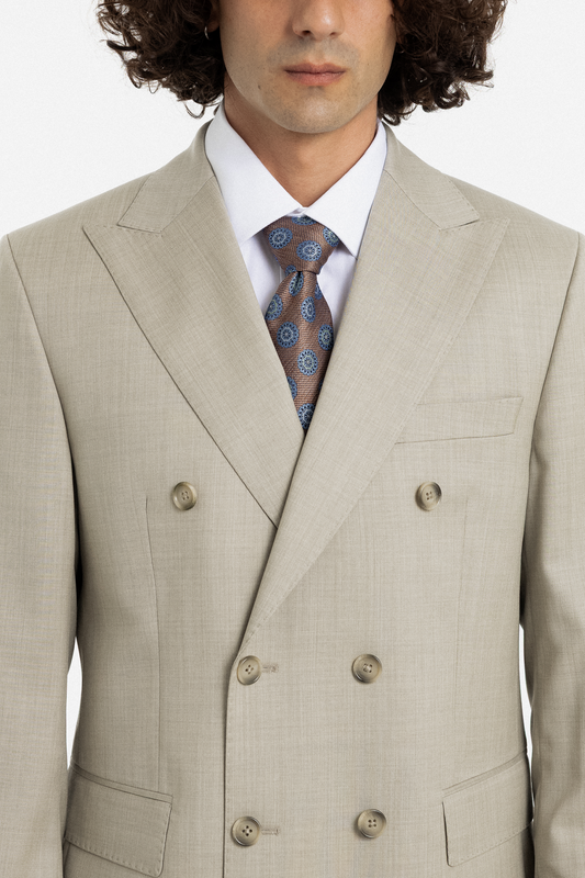 Light Sand Double-Breasted Suit