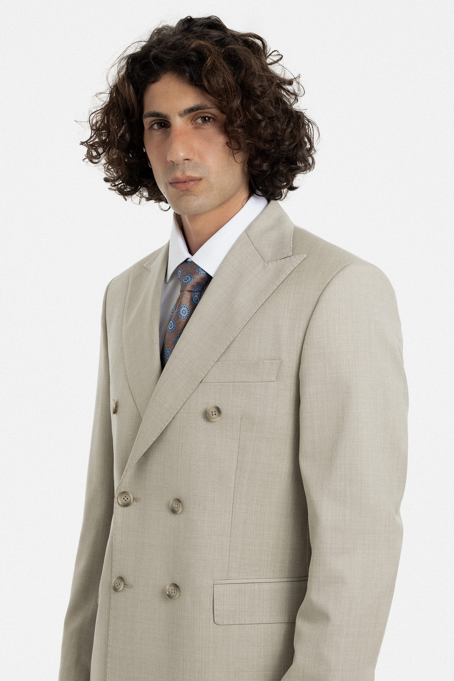 Light Sand Double-Breasted Suit