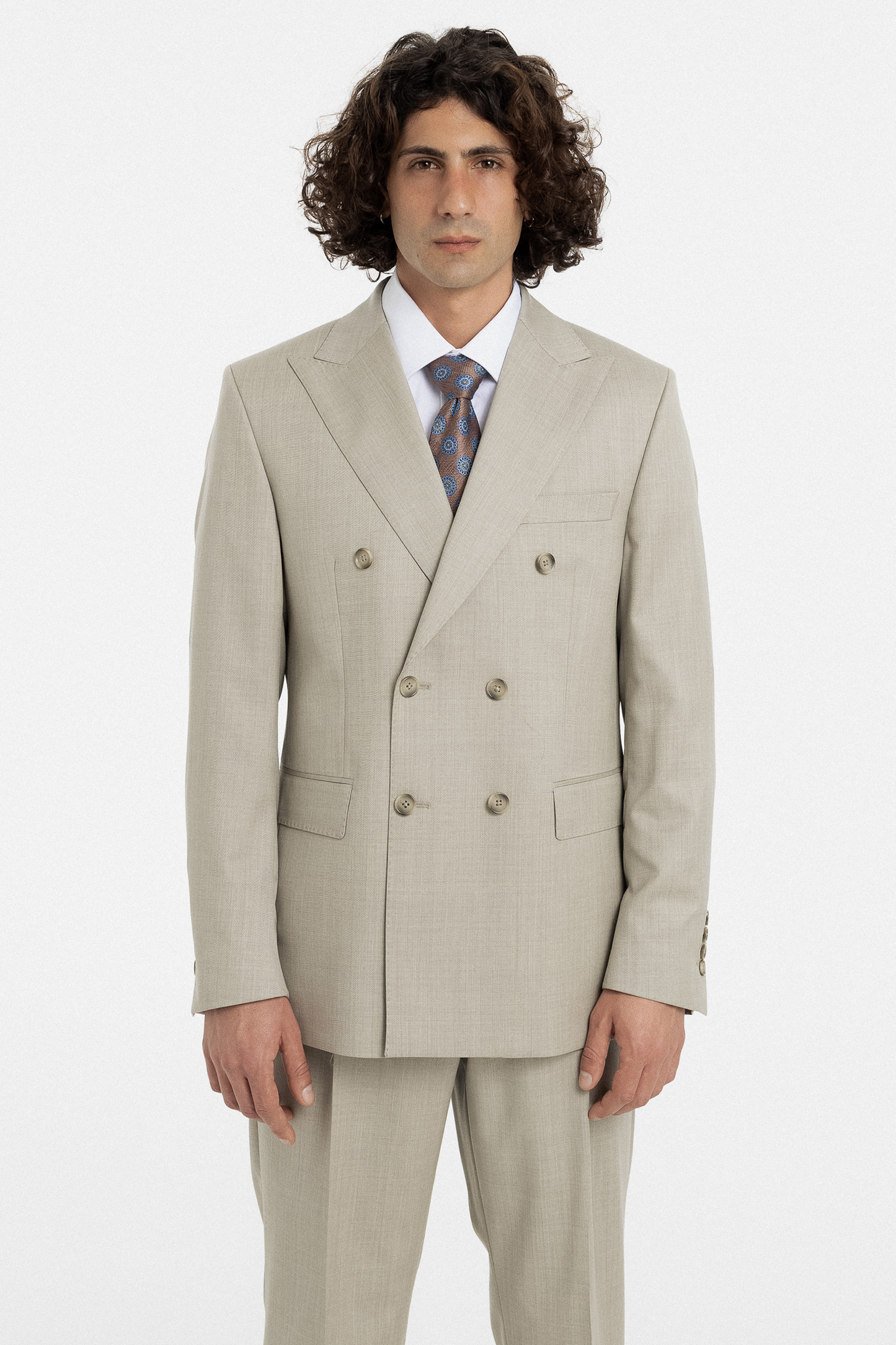 Light Sand Double-Breasted Suit