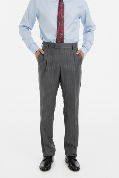 Grey Pinstripe Double-Breasted Suit