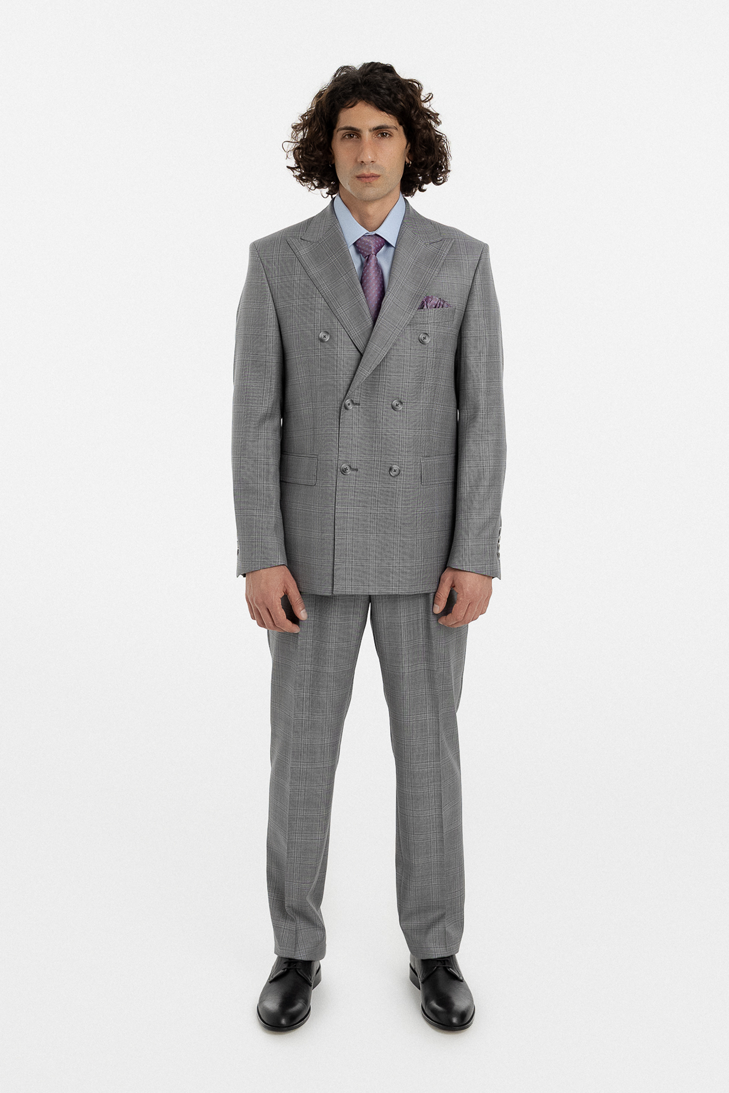 Grey Check Double-Breasted Suit
