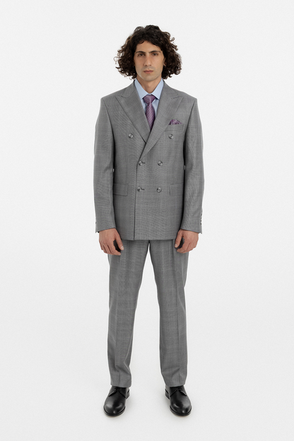 Grey Check Double-Breasted Suit