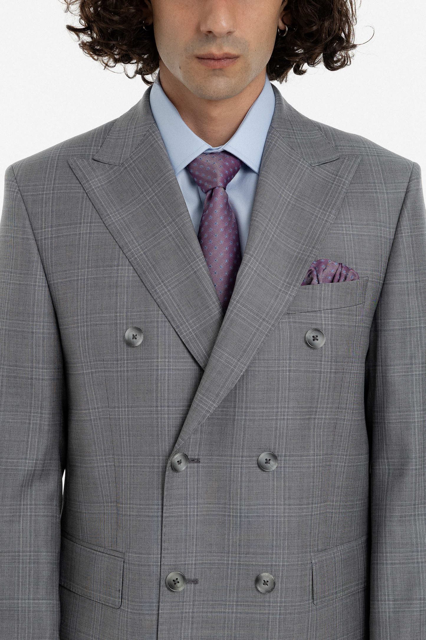 Grey Check Double-Breasted Suit
