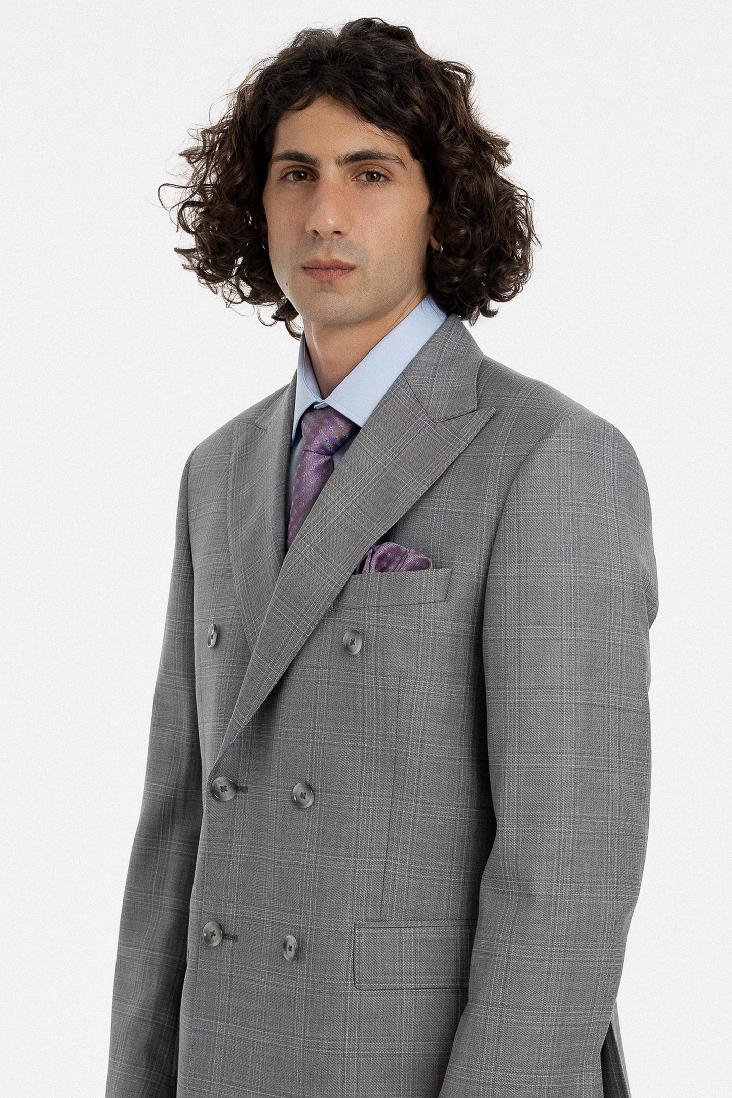 Grey Check Double-Breasted Suit