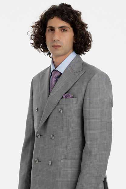 Grey Check Double-Breasted Suit