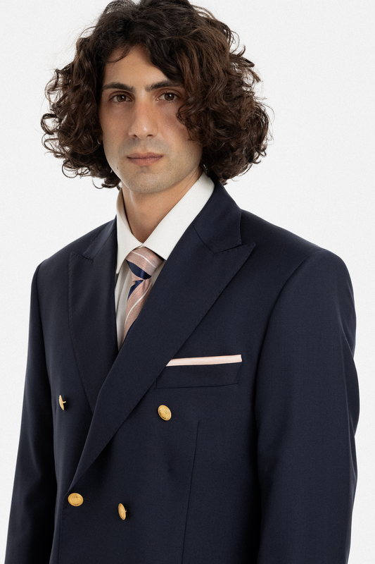 Navy Double-Breasted Suit with Gold Buttons