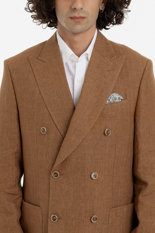 Caramel Linen Double-Breasted Suit