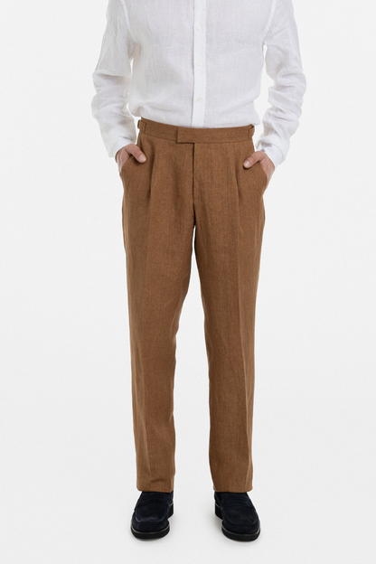 Caramel Linen Double-Breasted Suit