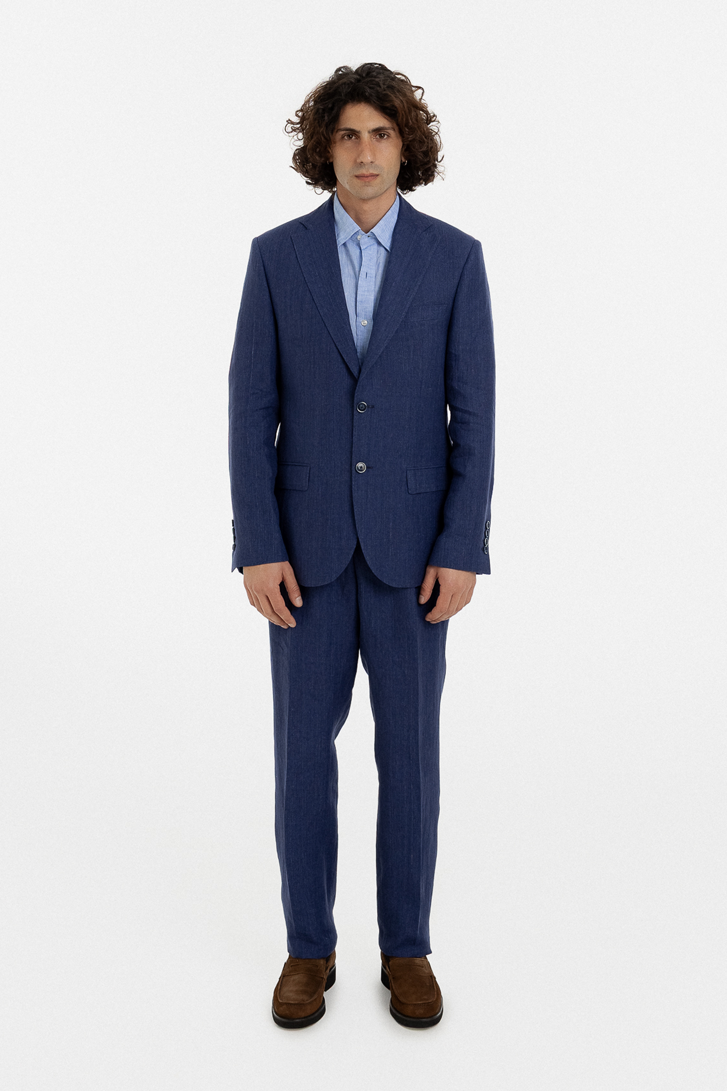 Deep Blue Linen Tailored Suit
