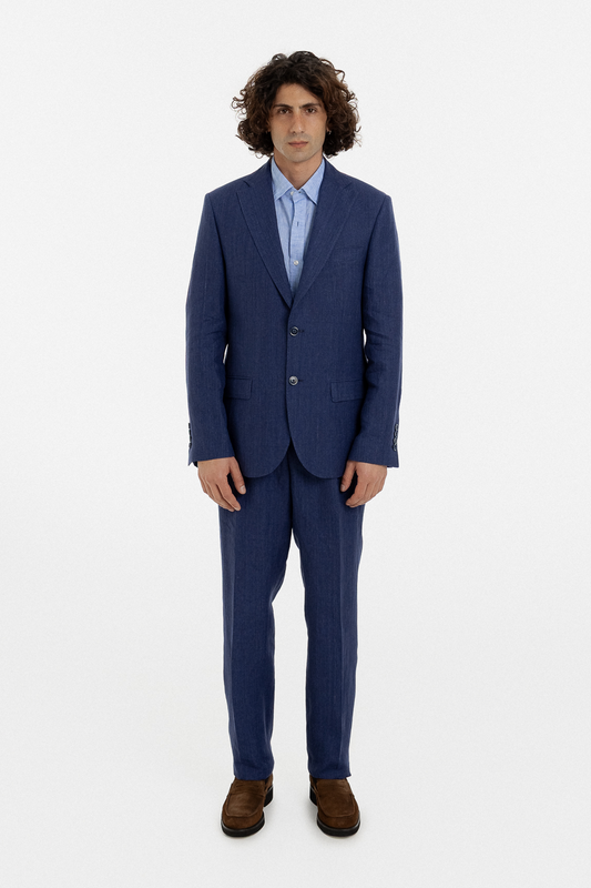 Deep Blue Linen Tailored Suit