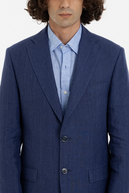 Deep Blue Linen Tailored Suit