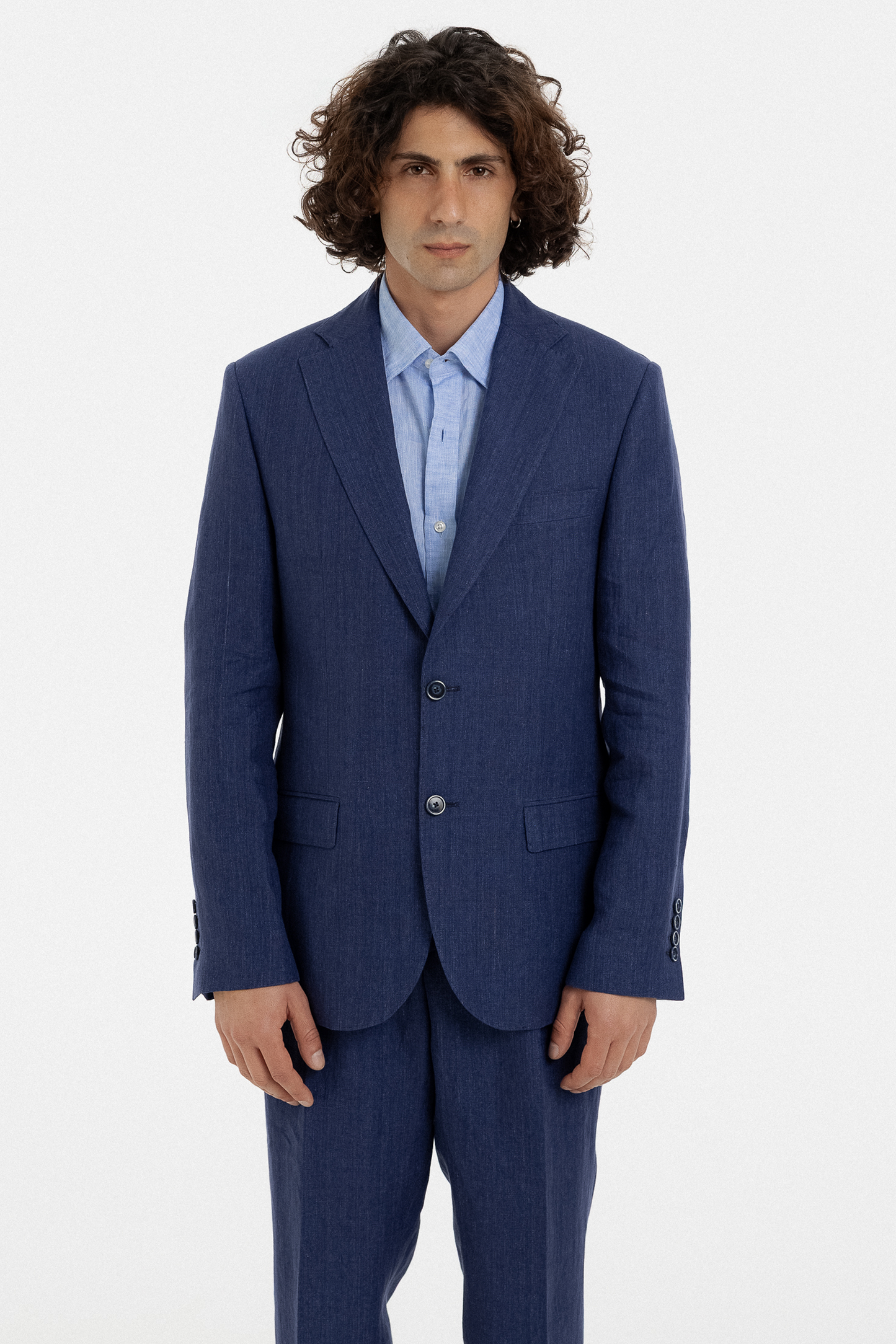 Deep Blue Linen Tailored Suit