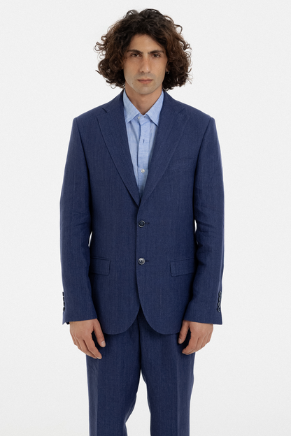 Deep Blue Linen Tailored Suit