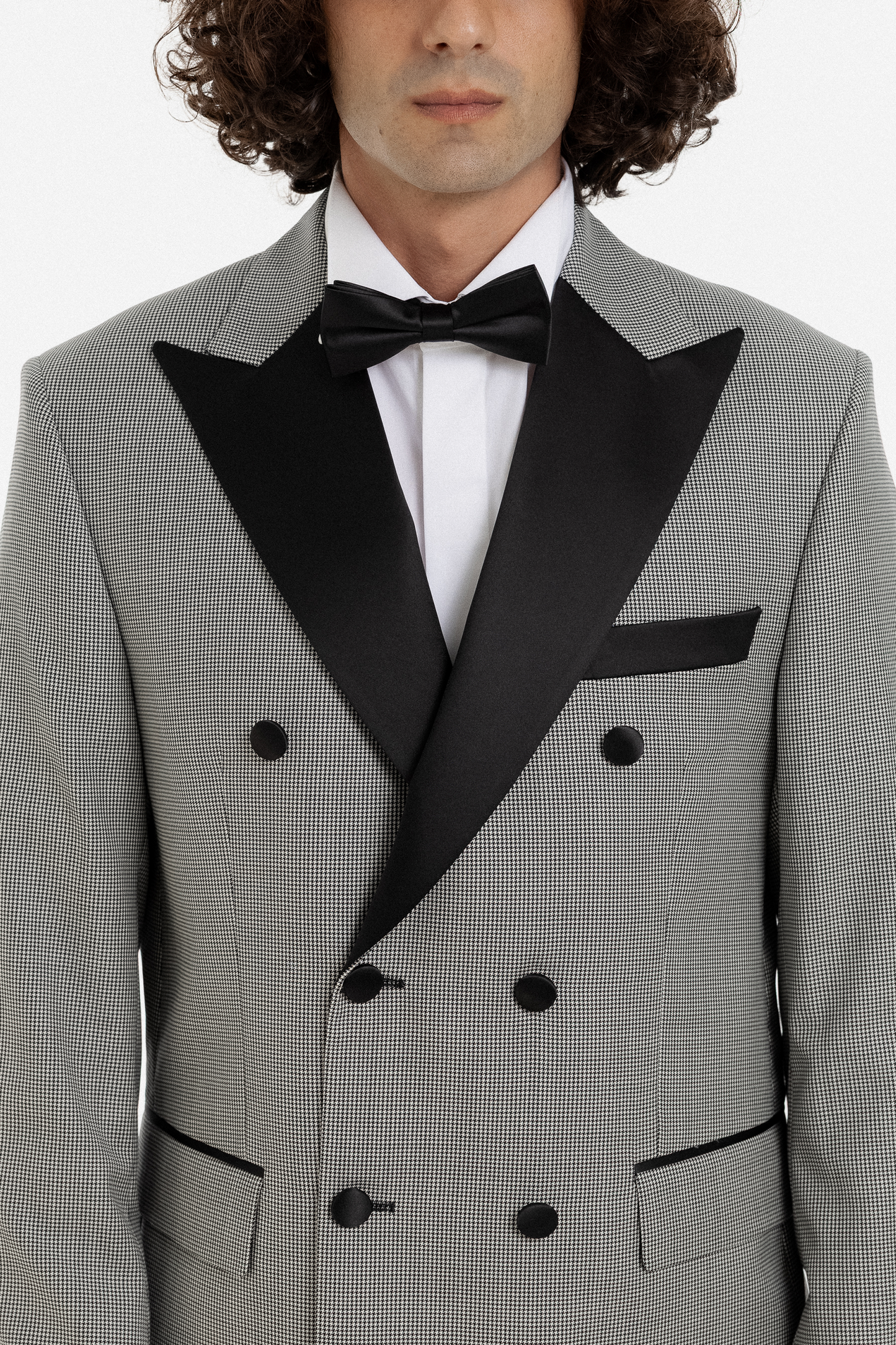 Grey Houndstooth Double-Breasted Tuxedo