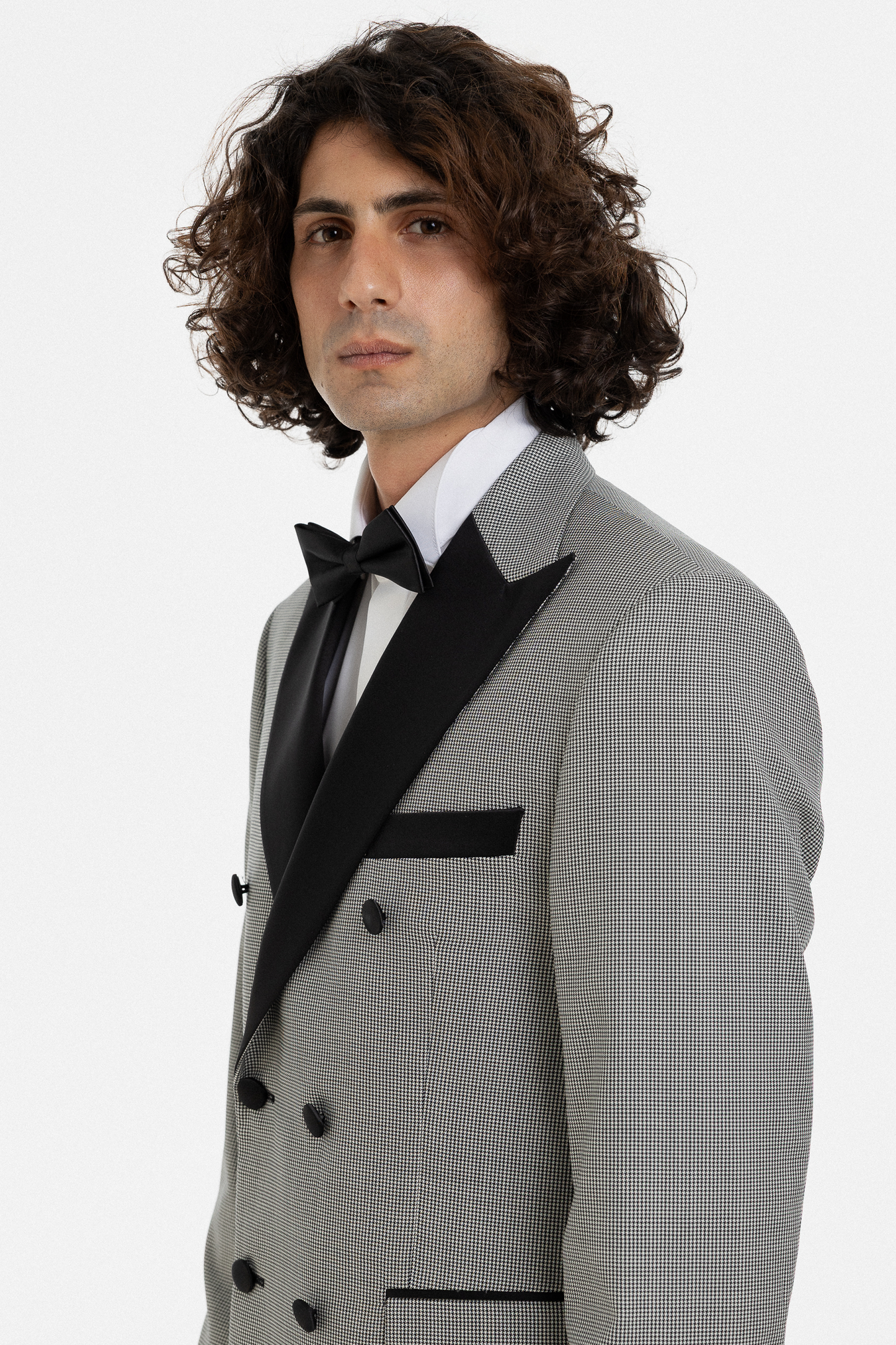 Grey Houndstooth Double-Breasted Tuxedo