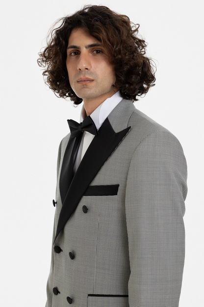 Grey Houndstooth Double-Breasted Tuxedo