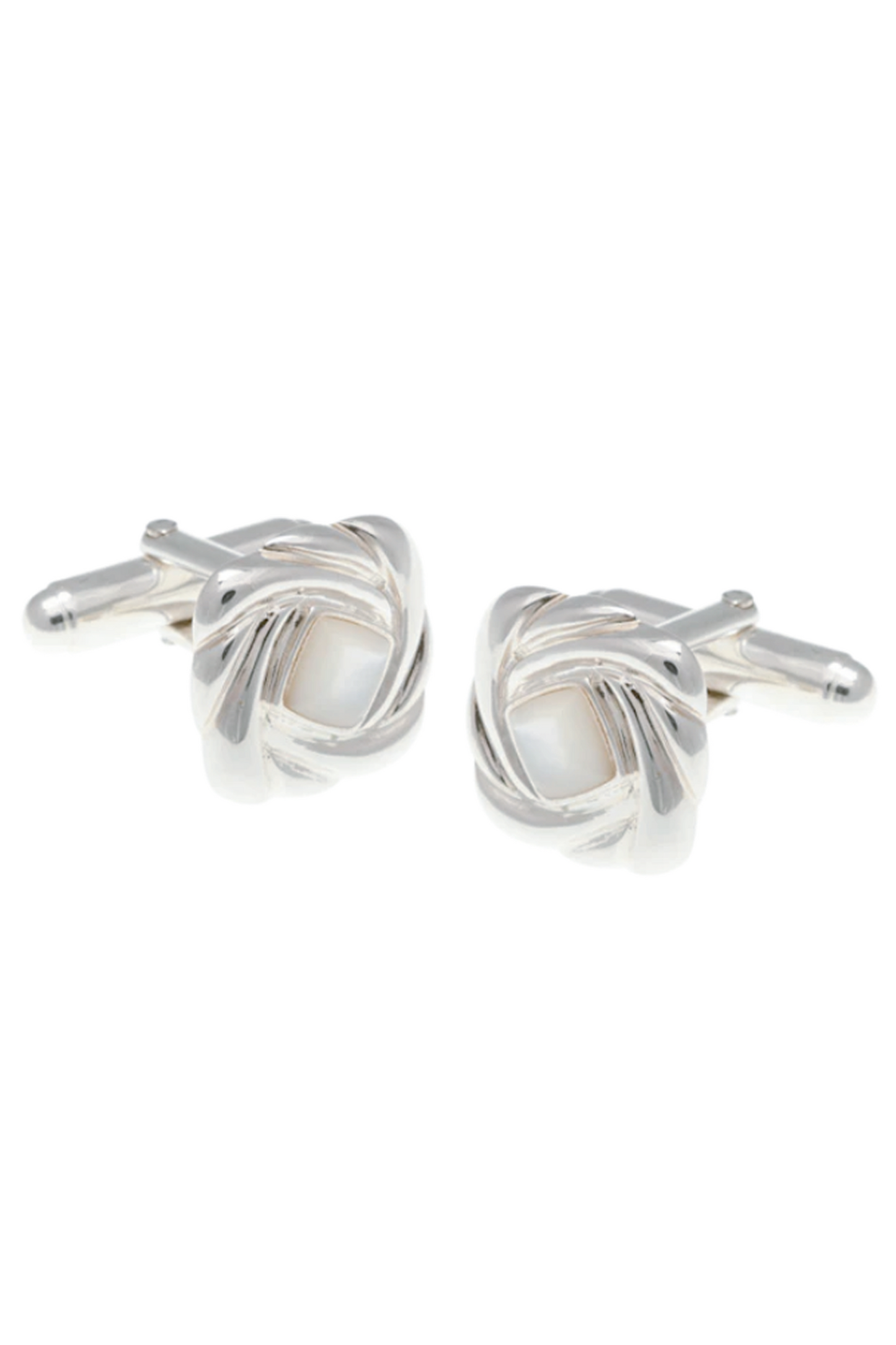Sterling Silver Mother of Pearl Knot Cufflinks