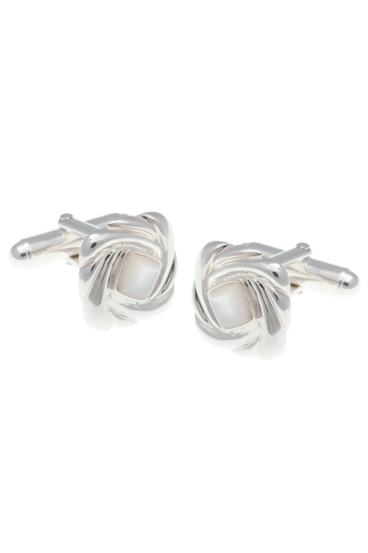 Sterling Silver Mother of Pearl Knot Cufflinks