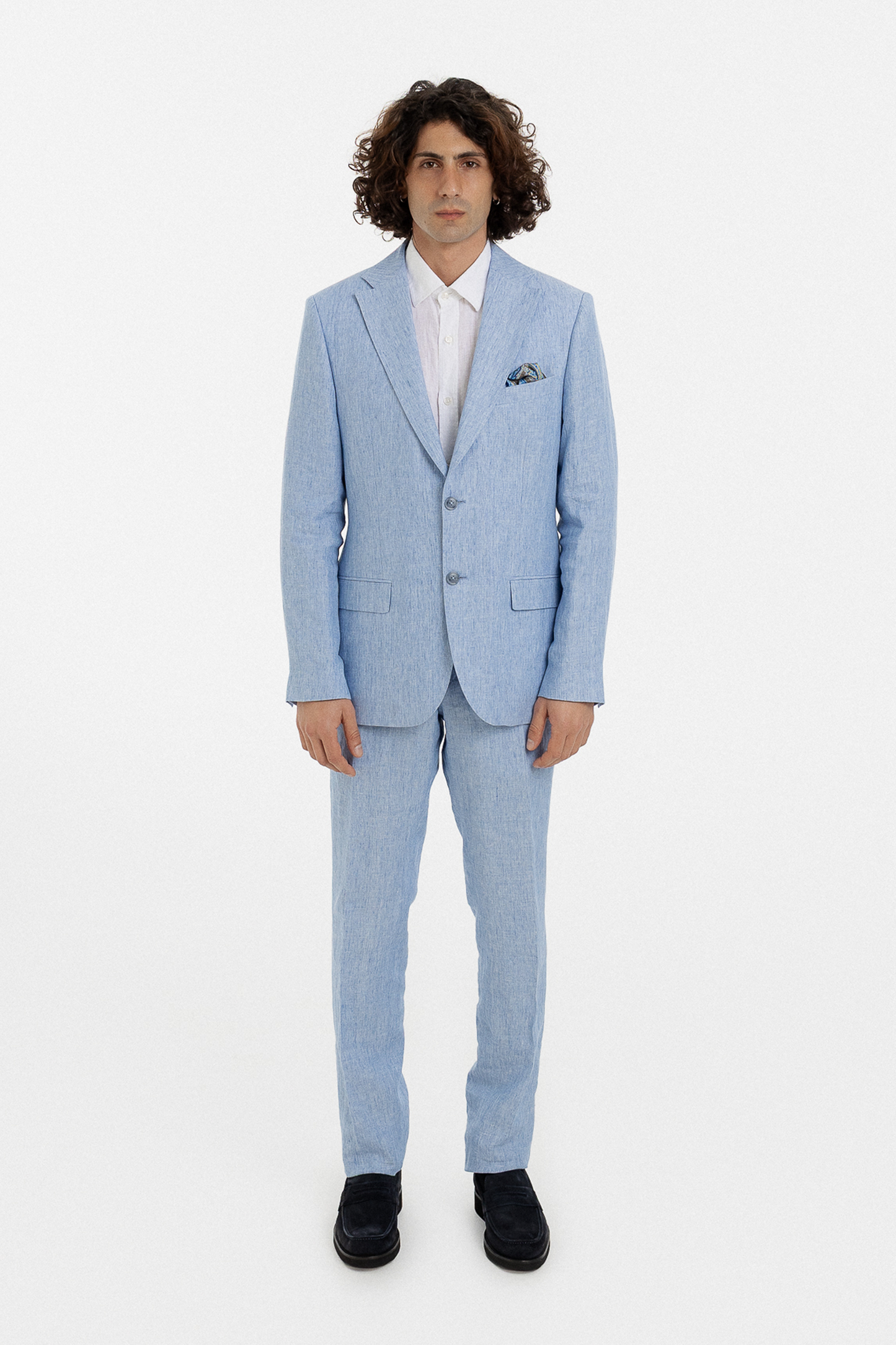 Light Blue Linen Tailored Suit