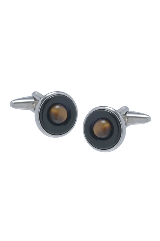 Tiger Eye & Onyx Semi-Precious Stone Cufflinks