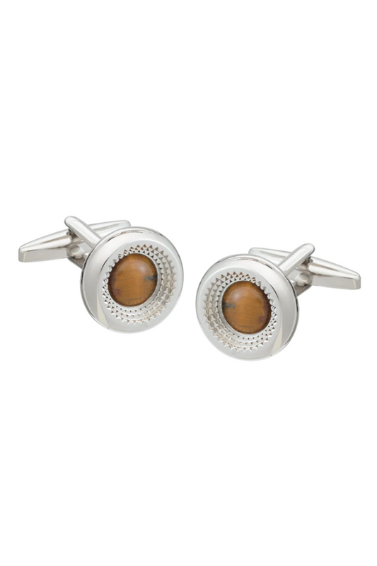 Tiger Eye Semi-Precious Stone Cufflinks