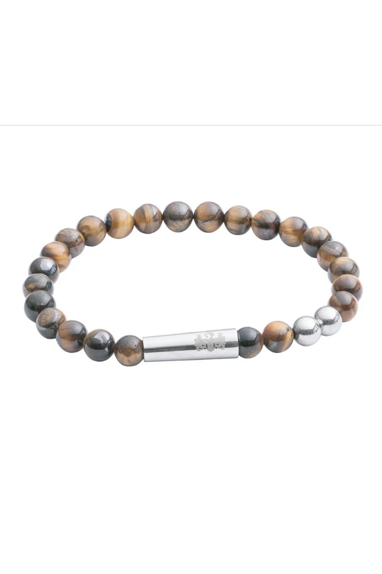 Tiger Eye Bead Bracelet with Stainless Steel Detail