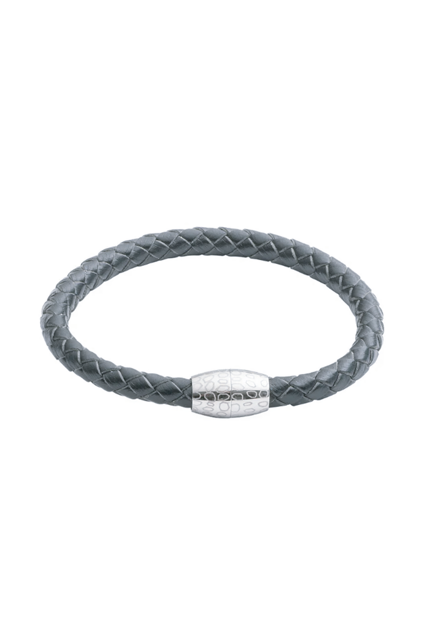 Black Braided Leather Bracelet with Stainless Steel Clasp