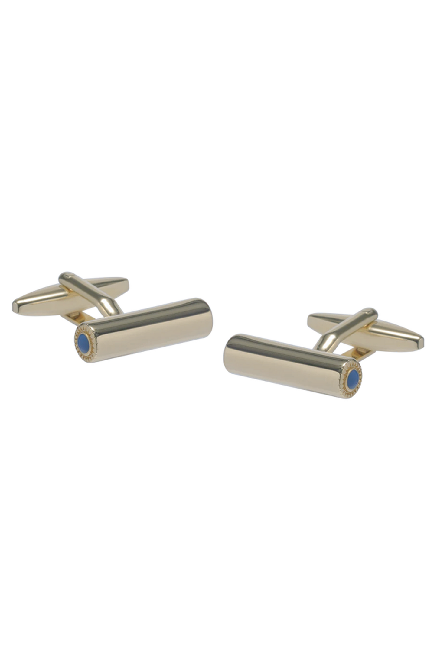 Gold Plated Bar Cufflinks with Blue Enamel Detail
