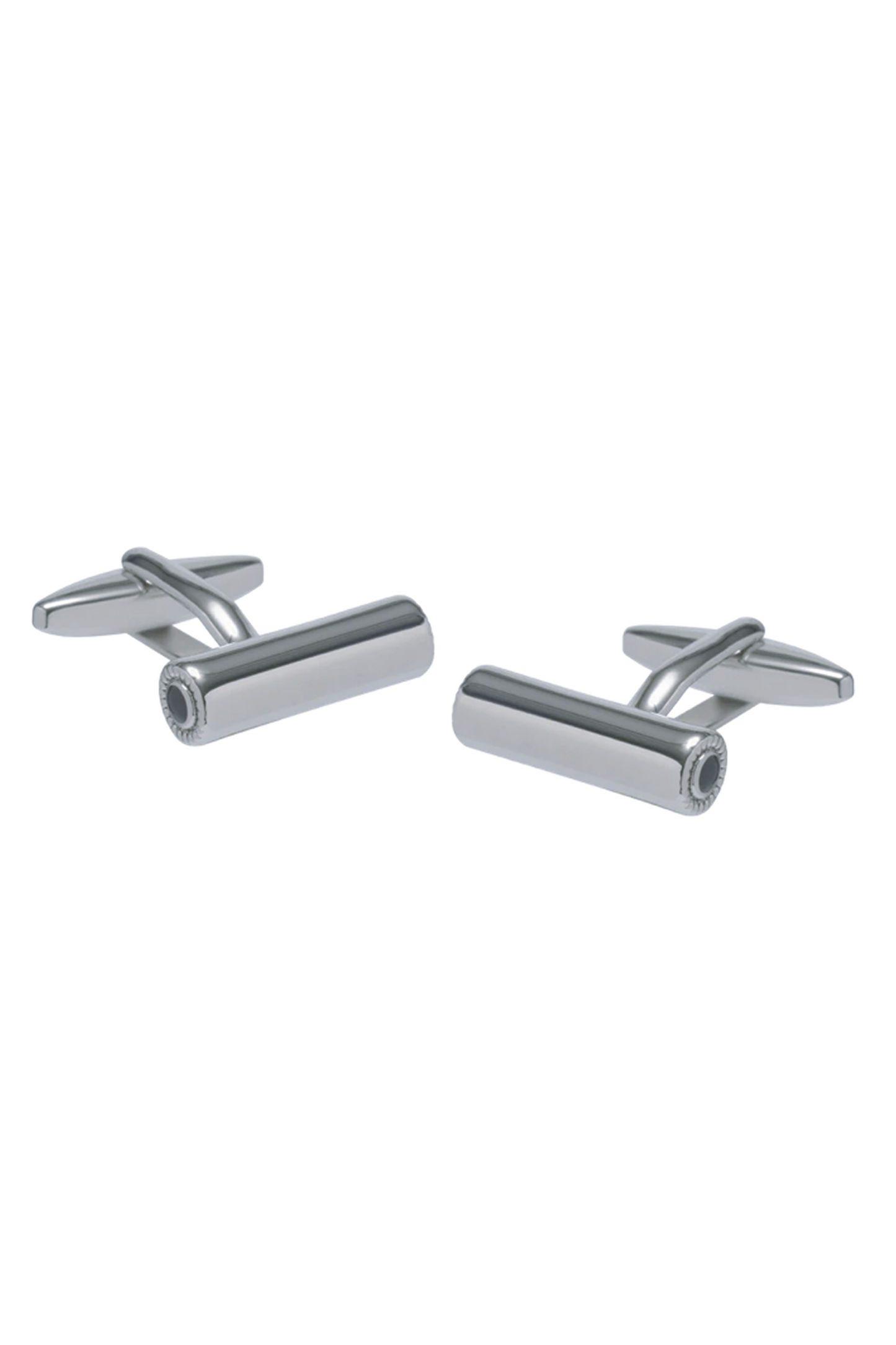 Rhodium Plated Bar Cufflinks with Black Enamel Detail